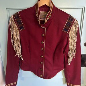 Double D Ranch Western Military Fringe Beaded Jacket